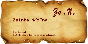 Zsinka Nóna névjegykártya